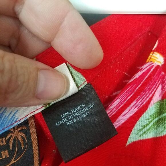 Tiki Palm Medium Red Sleeveless Floral Pull On Shift Dress Rayon Knee Length M - Picture 13 of 16